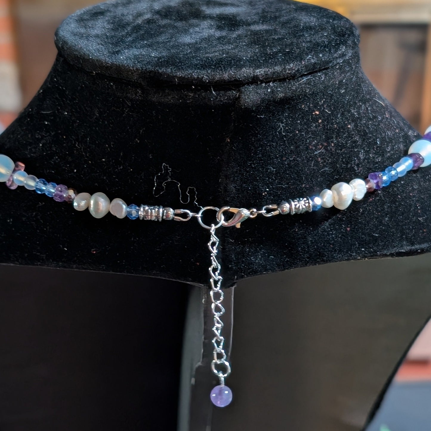 ✨Moonscuttle✨| Cancer Zodiac Necklace with Amethyst, Moonstone Opalite, & Pearls