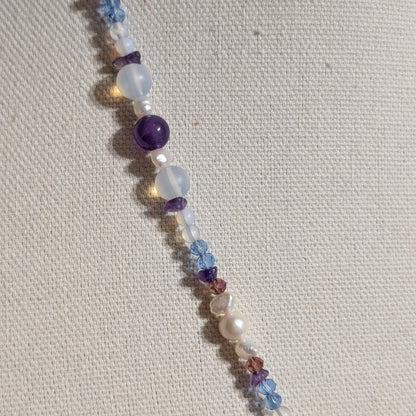 ✨Moonscuttle✨| Cancer Zodiac Necklace with Amethyst, Moonstone Opalite, & Pearls