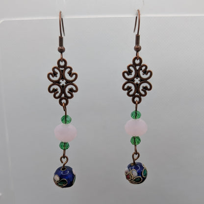 ✨Fleurish✨| Vintage-Style Pink & Cloisonné Garden Earrings