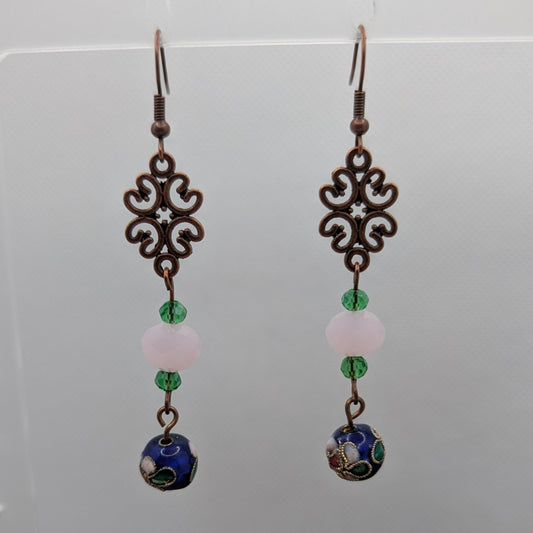 ✨Fleurish✨| Vintage-Style Pink & Cloisonné Garden Earrings