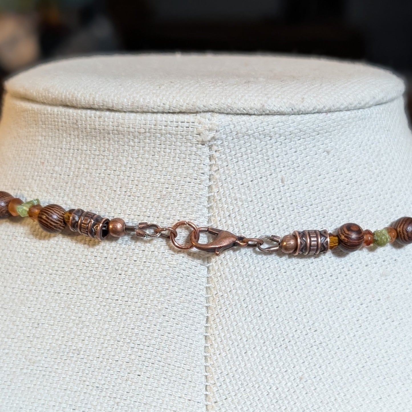✨The Mosslight Gateway✨| Hessonite Garnet, Peridot, & Rosewood Necklace w/ Spiral Pendant