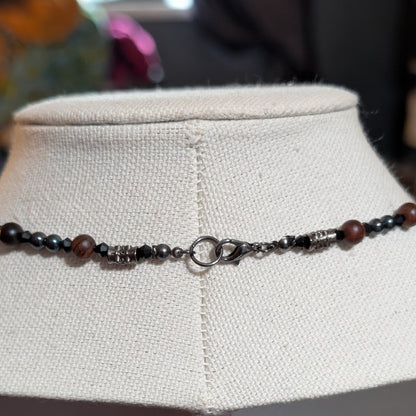 ✨Deepmother✨| Hematite and Palisanderwood Necklace with Hematite Venus of Willendorf Pendant