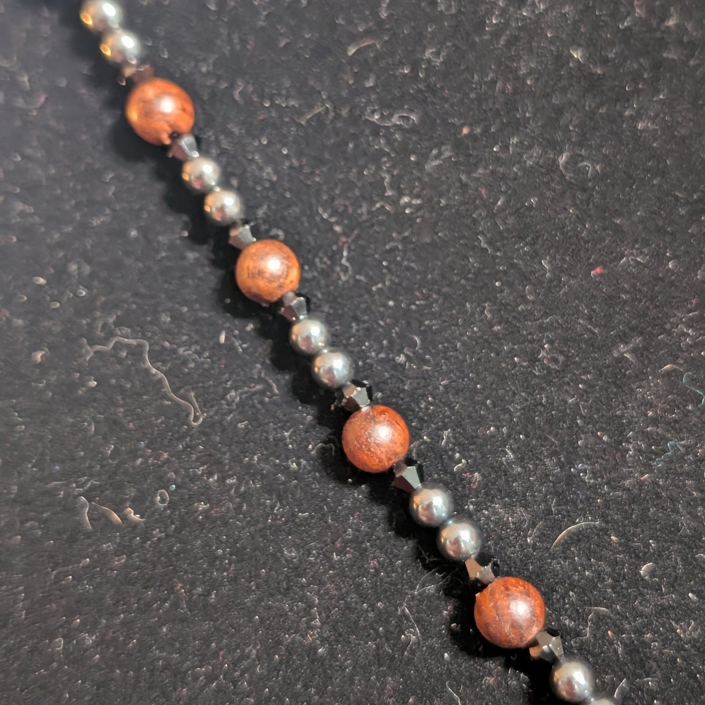 ✨Deepmother✨| Hematite and Palisanderwood Necklace with Hematite Venus of Willendorf Pendant
