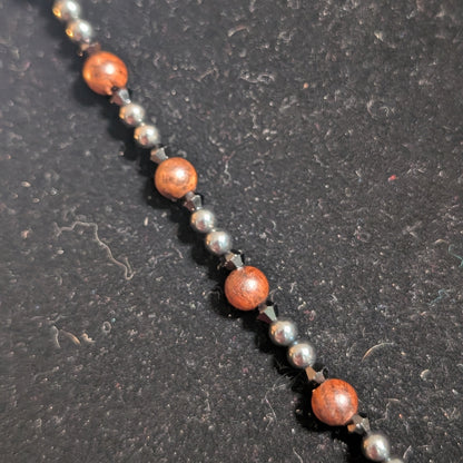 ✨Deepmother✨| Hematite and Palisanderwood Necklace with Hematite Venus of Willendorf Pendant
