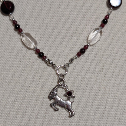 ✨Starleap✨| Garnet & Clear Quartz Capricorn Zodiac Necklace