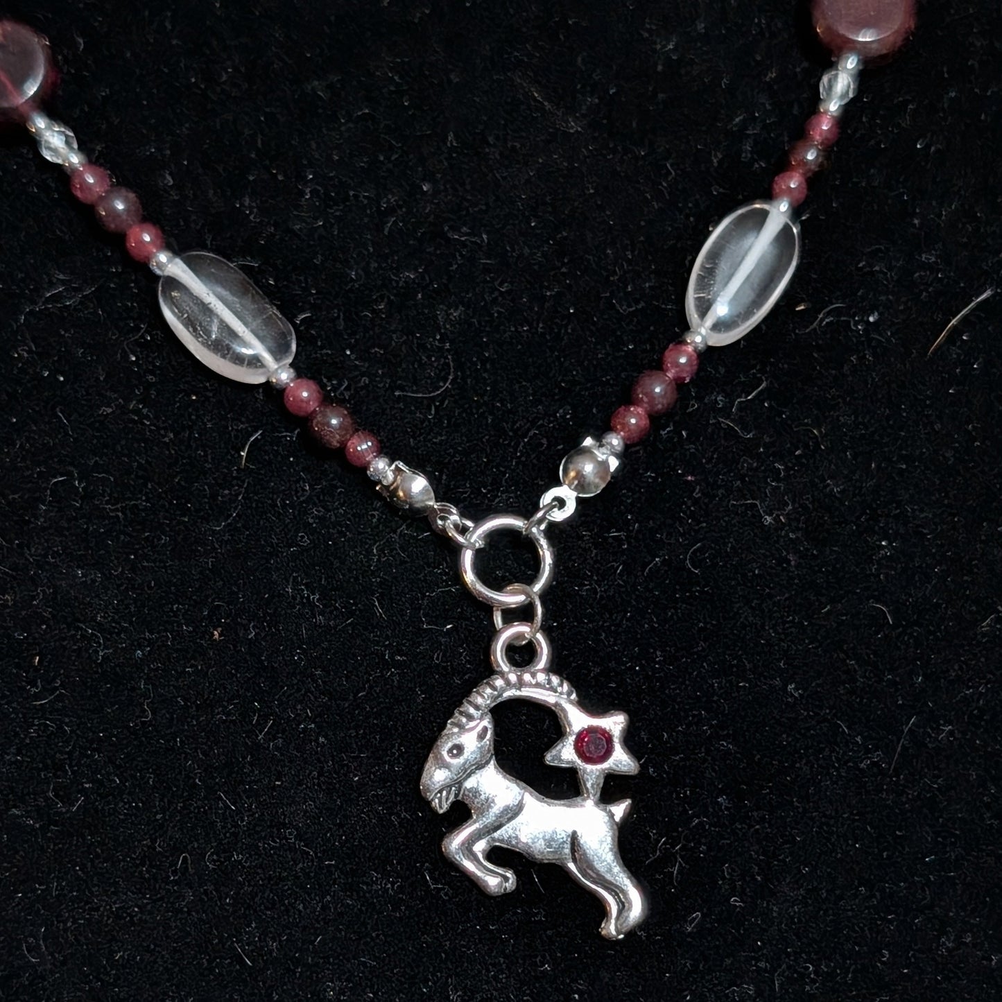 ✨Starleap✨| Garnet & Clear Quartz Capricorn Zodiac Necklace