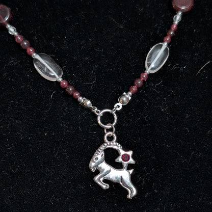 ✨Starleap✨| Garnet & Clear Quartz Capricorn Zodiac Necklace