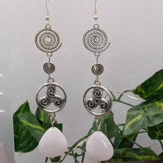 ✨Spiraluna✨| Moonstone Spiral Earrings with Triple Spiral Celtic Symbol