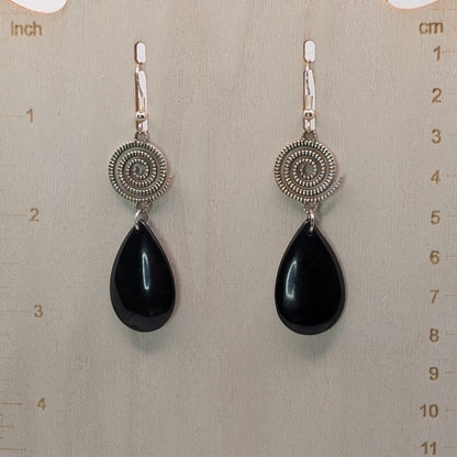 ✨Galaspira✨| Black Obsidian & Spiral Galaxy Earrings