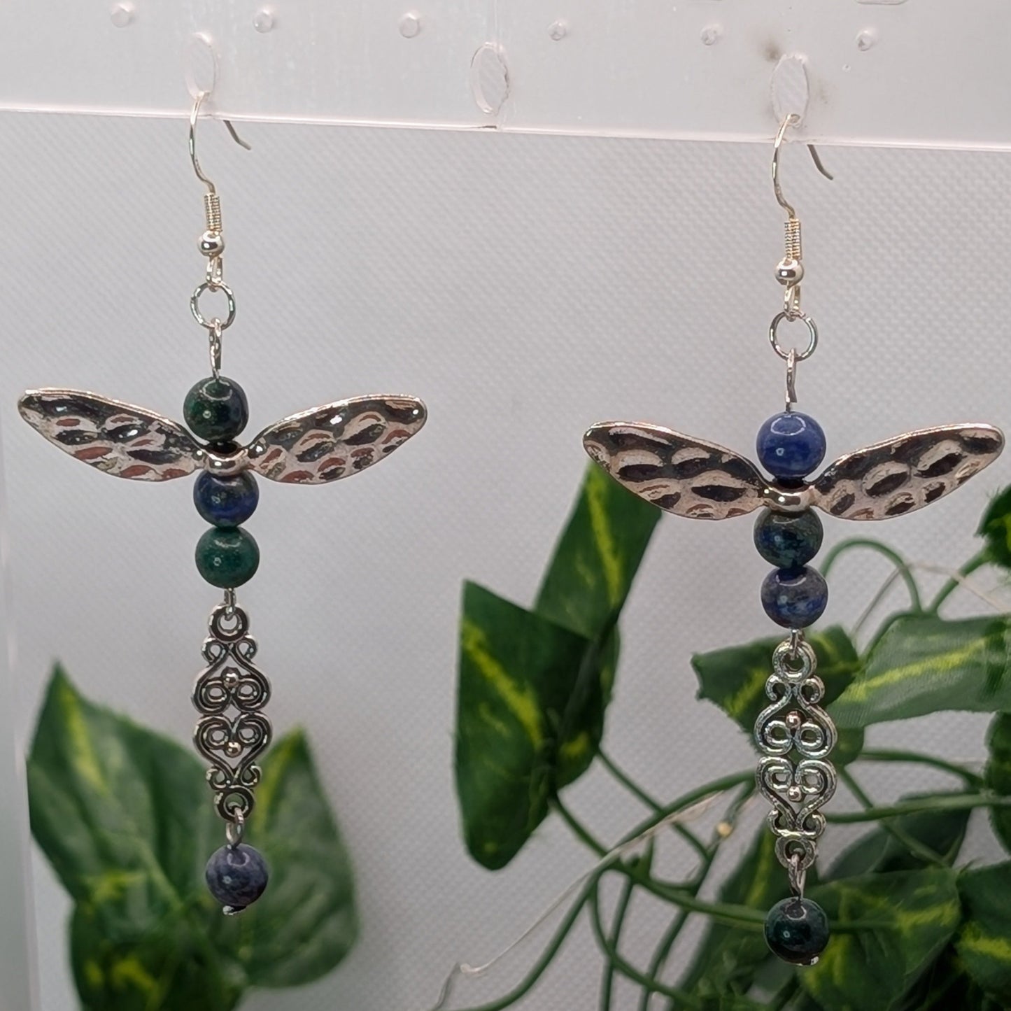 ✨Azuwisp✨| Azurite Lapis Dragonfly Earrings with Fairy Wings
