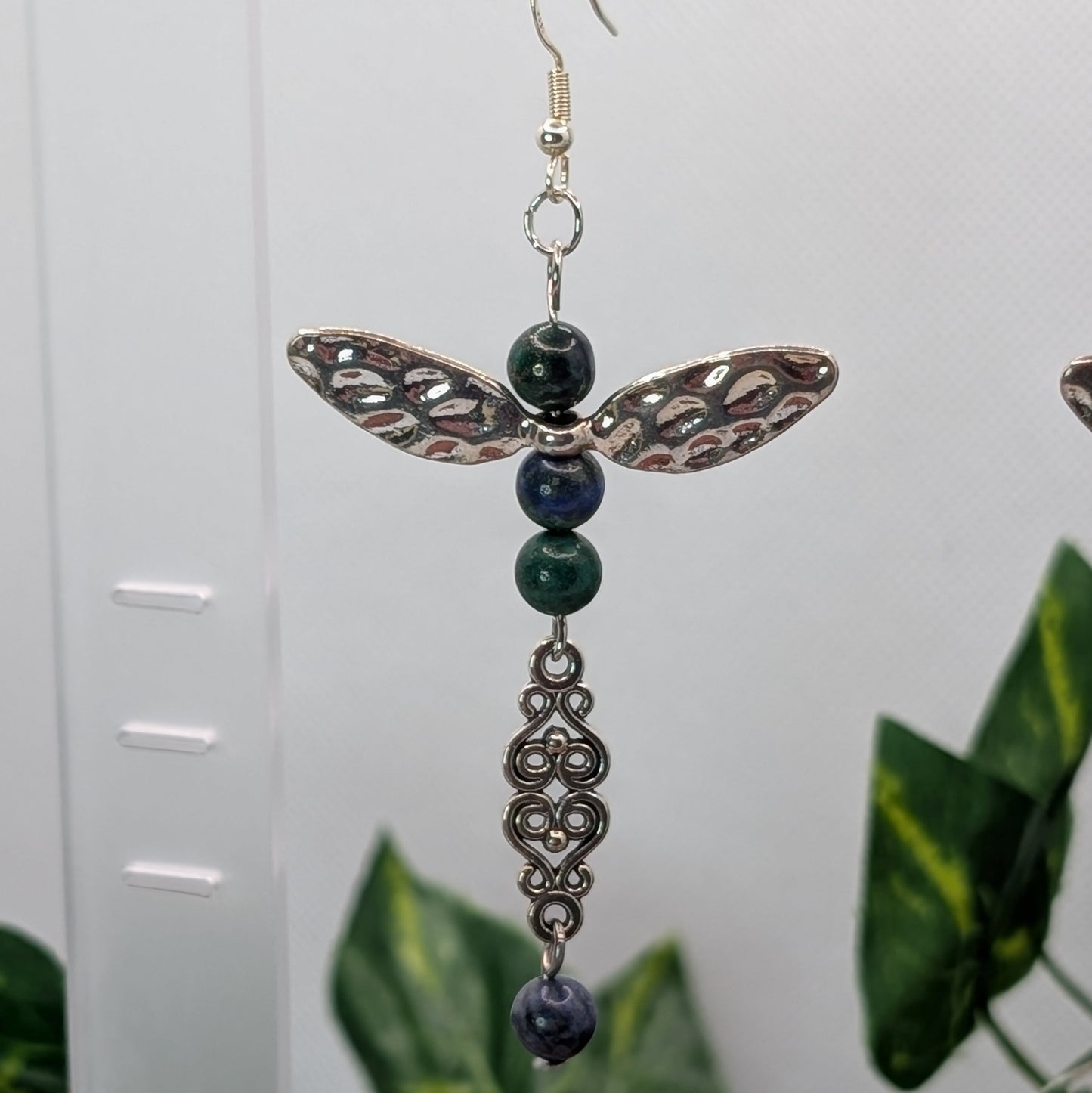 ✨Azuwisp✨| Azurite Lapis Dragonfly Earrings with Fairy Wings