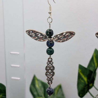 ✨Azuwisp✨| Azurite Lapis Dragonfly Earrings with Fairy Wings