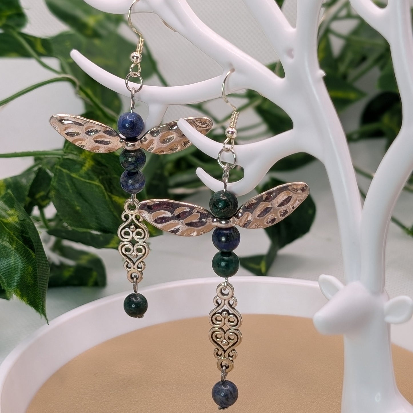 ✨Azuwisp✨| Azurite Lapis Dragonfly Earrings with Fairy Wings