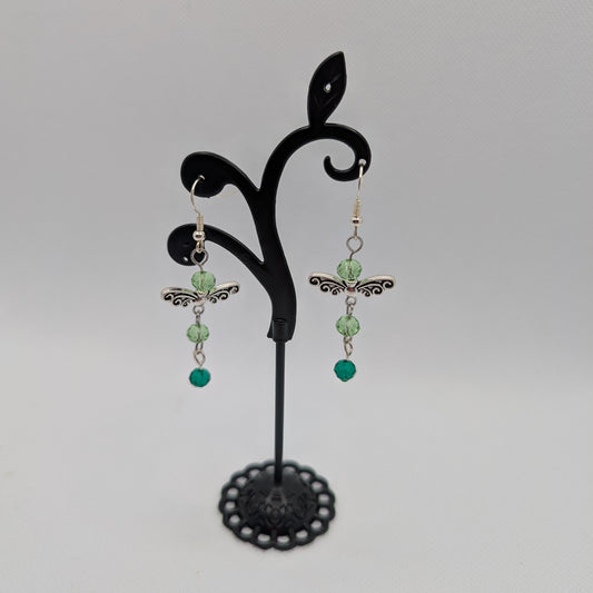 ✨Verdalette✨| Green Gradient Fairy Wing Earrings in Silver
