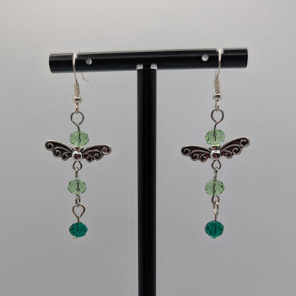 ✨Verdalette✨| Green Gradient Fairy Wing Earrings in Silver