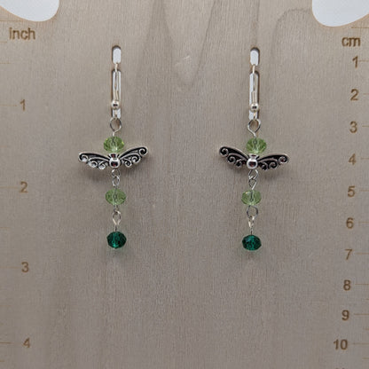 ✨Verdalette✨| Green Gradient Fairy Wing Earrings in Silver