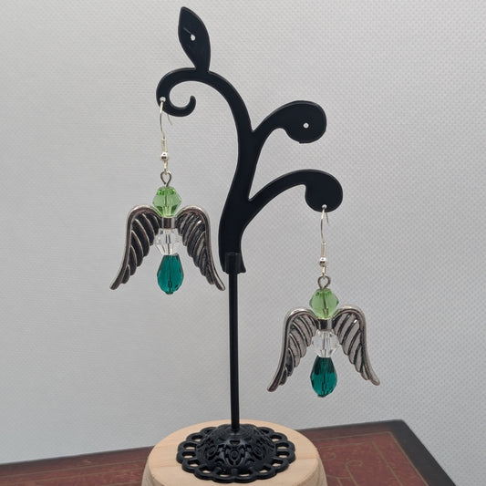 ✨Verdenguard✨| Green & Silver Fairy Wing Earrings