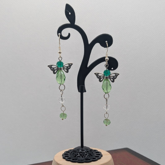 ✨Glimmervine✨| Green & Clear Fairy Wing Dangle Earrings