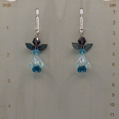✨Frostflit✨| Iridescent Glass Fairy Wing Earrings in Cool Winter Blues