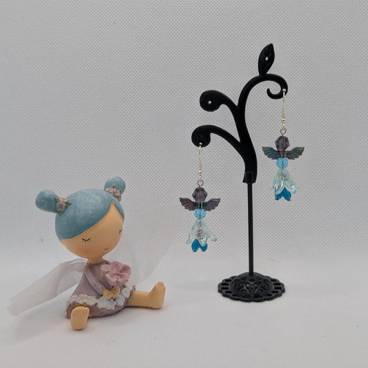 ✨Frostflit✨| Iridescent Glass Fairy Wing Earrings in Cool Winter Blues