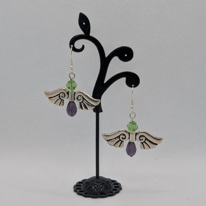 ✨Spritewarden✨| Green & Purple Winged Fae Guardian Dangle Earrings