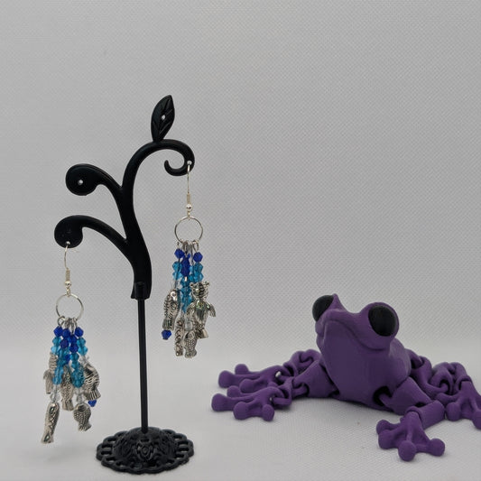 ✨Swishschool✨| Blue & Silver Statement Fish Earrings