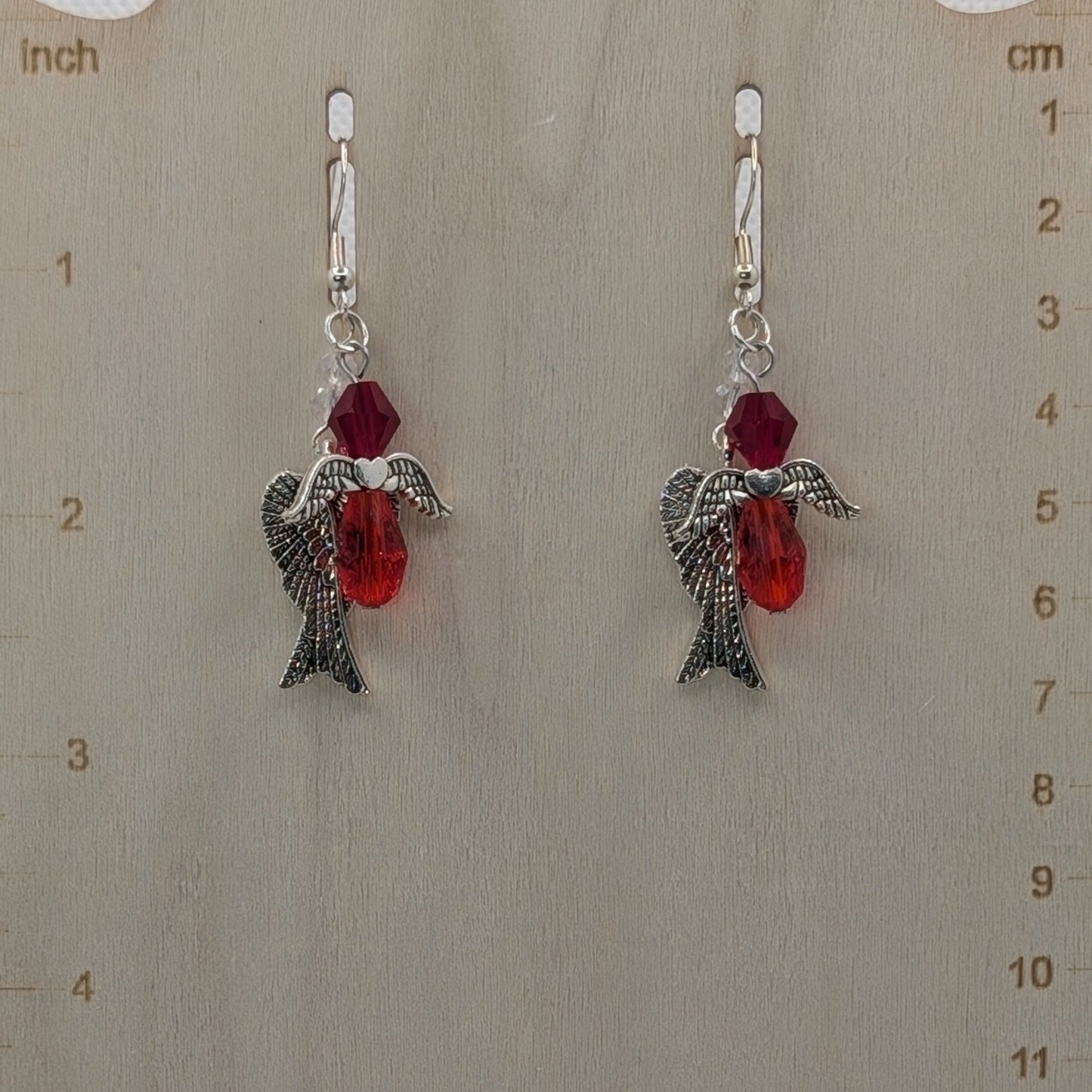 ✨Kisswing✨| Red Heart-Wing Jewelry Set with Earrings & Adjustable Cord Necklace