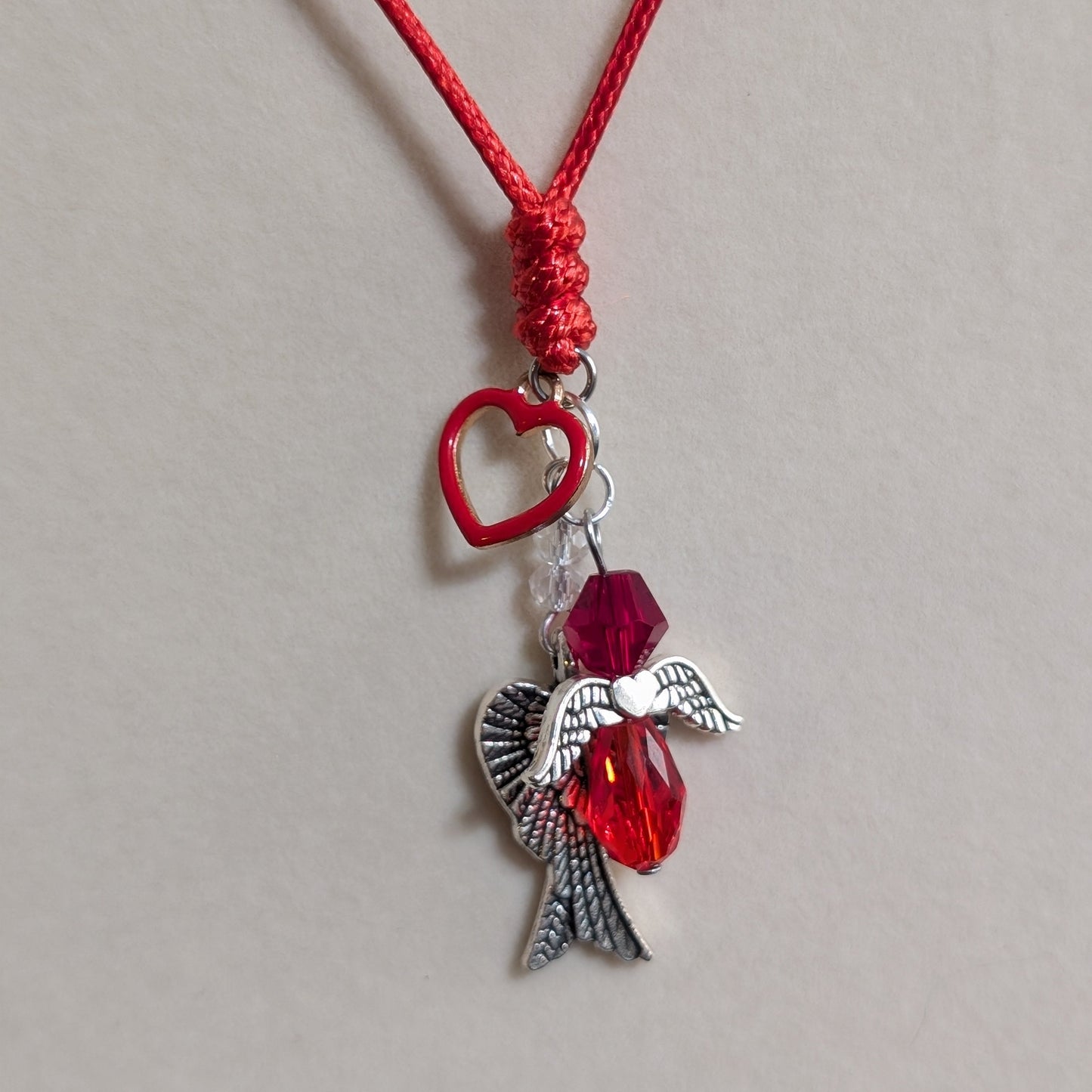 ✨Kisswing✨| Red Heart-Wing Jewelry Set with Earrings & Adjustable Cord Necklace