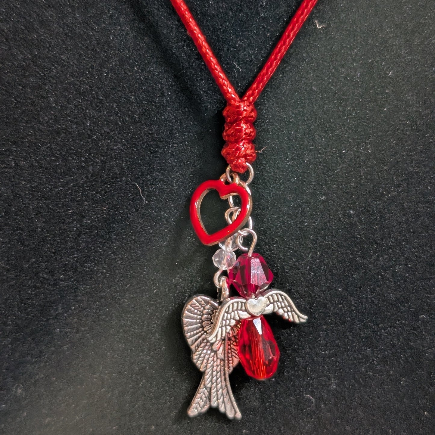 ✨Kisswing✨| Red Heart-Wing Jewelry Set with Earrings & Adjustable Cord Necklace