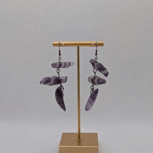 ✨Seismara✨| Banded Amethyst Statement Earrings