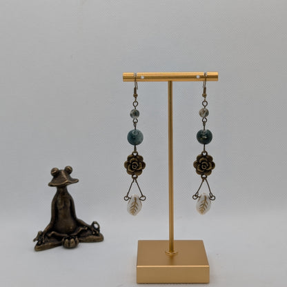 ✨Petrivine✨| Tree Agate Floral Earrings