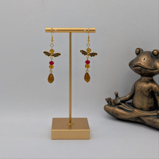 ✨Amberbuzz✨| Amber & Red Winged Fairy Earrings