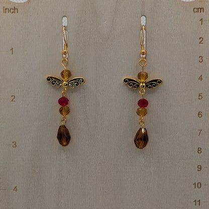 ✨Amberbuzz✨| Amber & Red Winged Fairy Earrings