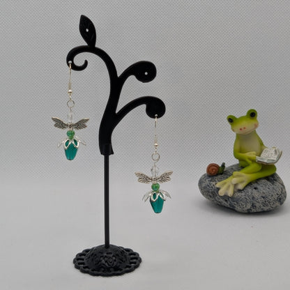 ✨Petalwhim✨| Green Fairy Wing & Flower Earrings