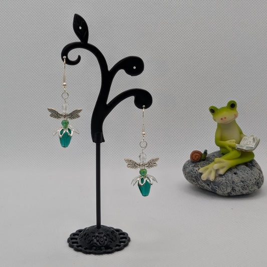 ✨Petalwhim✨| Green Fairy Wing & Flower Earrings