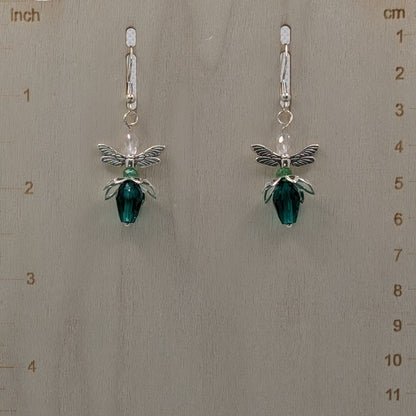 ✨Petalwhim✨| Green Fairy Wing & Flower Earrings