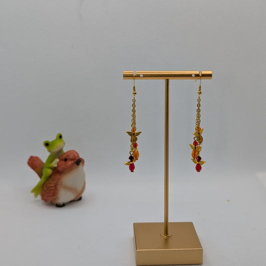 ✨Emberflock✨| Red, Orange & Gold Fairy Earrings with Winged Charms