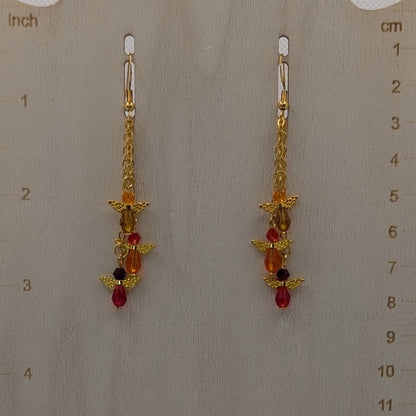 ✨Emberflock✨| Red, Orange & Gold Fairy Earrings with Winged Charms