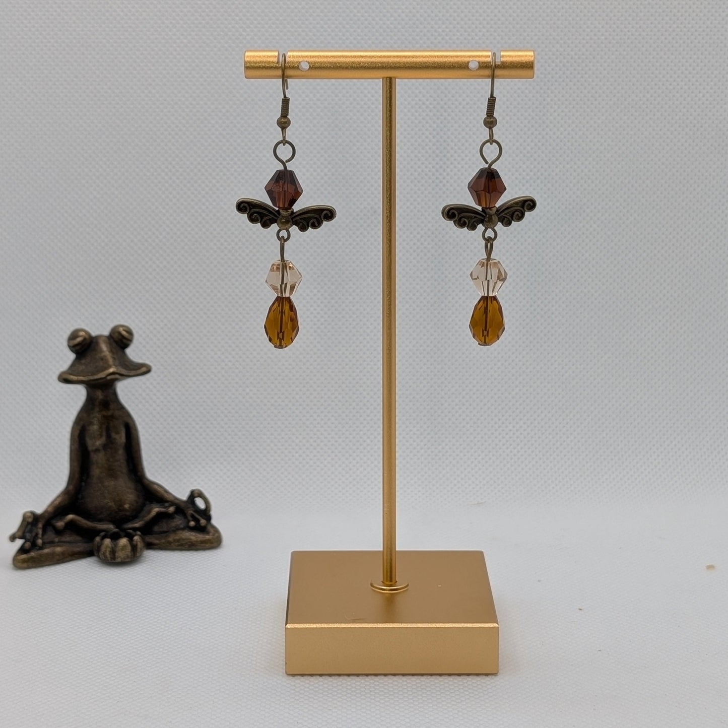 ✨Brunabelle✨| Bronze Fairy Earrings with Amber & Espresso Crystal Accents