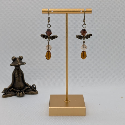 ✨Brunabelle✨| Bronze Fairy Earrings with Amber & Espresso Crystal Accents