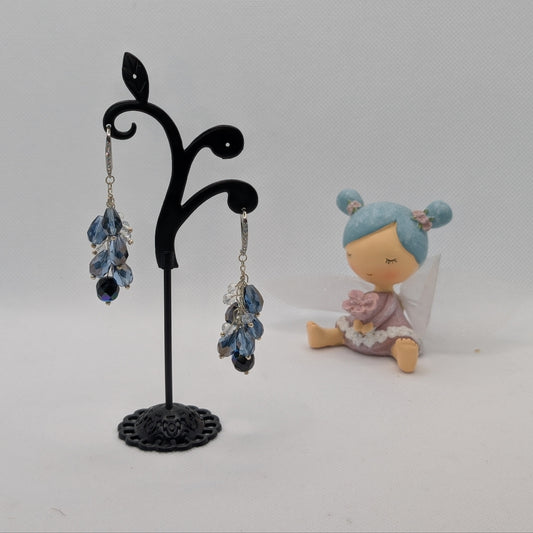 ✨Frostfall✨| Blue Crystal Cluster Earrings Made from Repurposed Jewelry