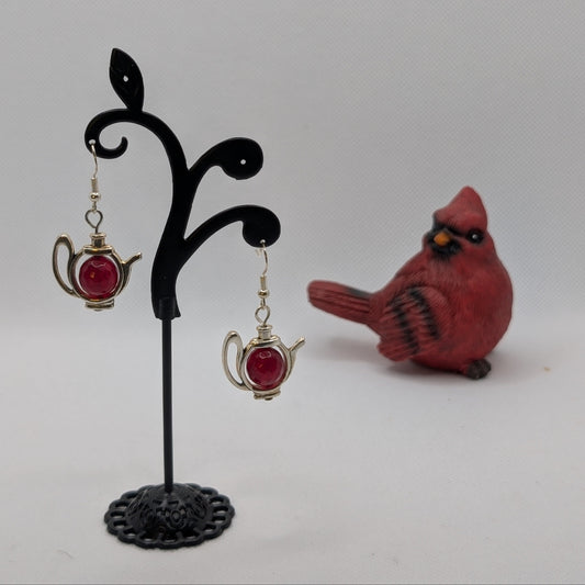 ✨Potionpot✨| Red Jade Teapot Earrings with Whimsical Charm