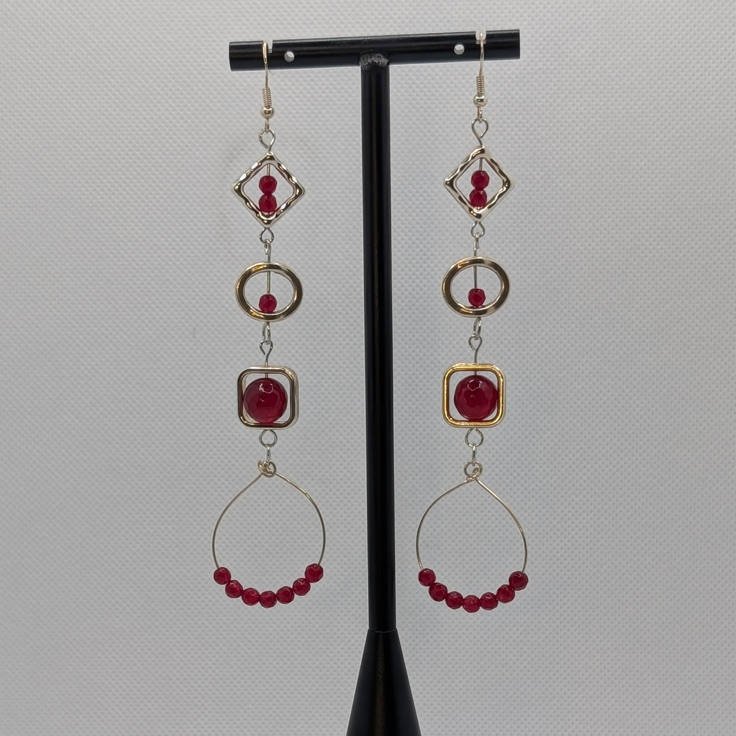 ✨Redaxia✨| Red Jade Geometric Statement Earrings