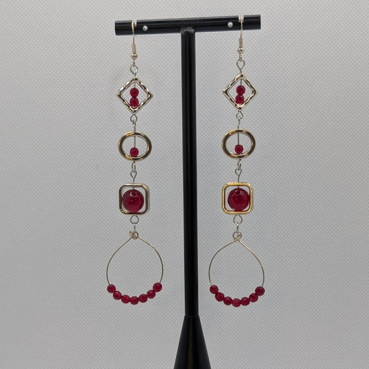 ✨Redaxia✨| Red Jade Geometric Statement Earrings