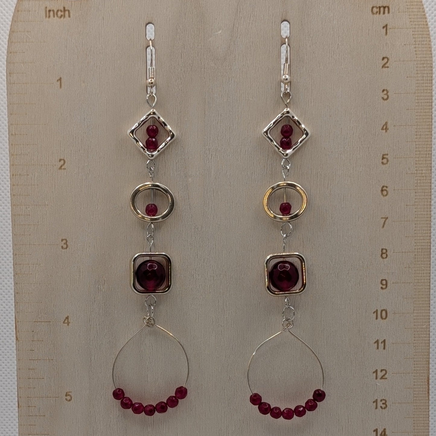 ✨Redaxia✨| Red Jade Geometric Statement Earrings