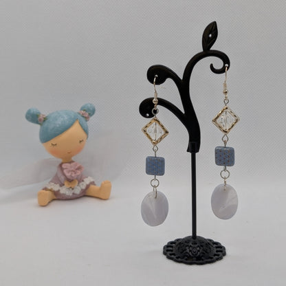 ✨Skyloft✨| Blue Lace Agate & Reclaimed Bead Dangle Earrings
