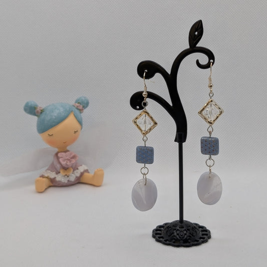 ✨Skyloft✨| Blue Lace Agate & Reclaimed Bead Dangle Earrings
