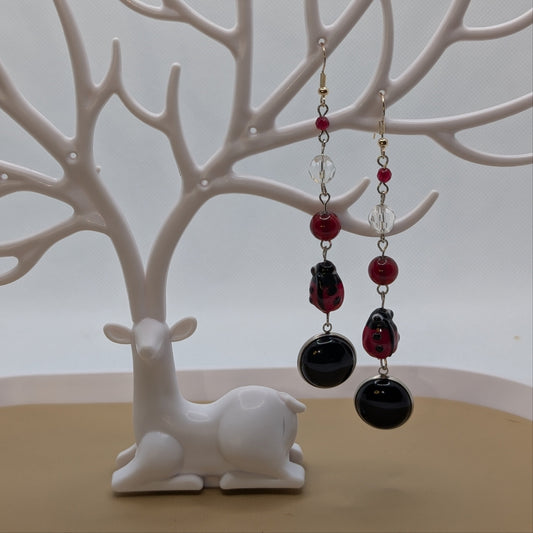 ✨Glimmerdot✨| Ladybug & Onyx Statement Earrings