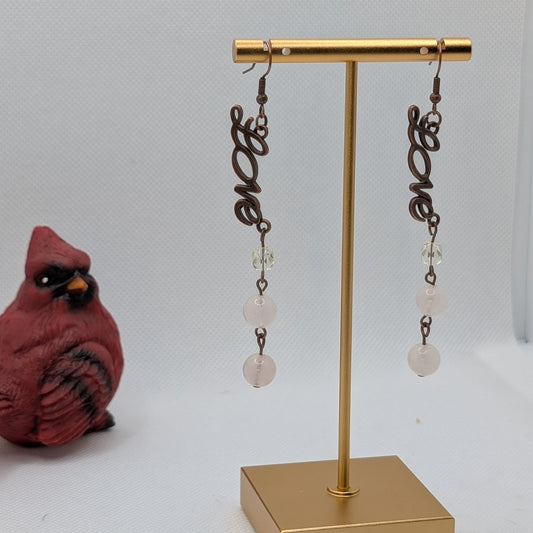 ✨Heartscript✨| Rose Quartz & Bronze Love Charm Earrings