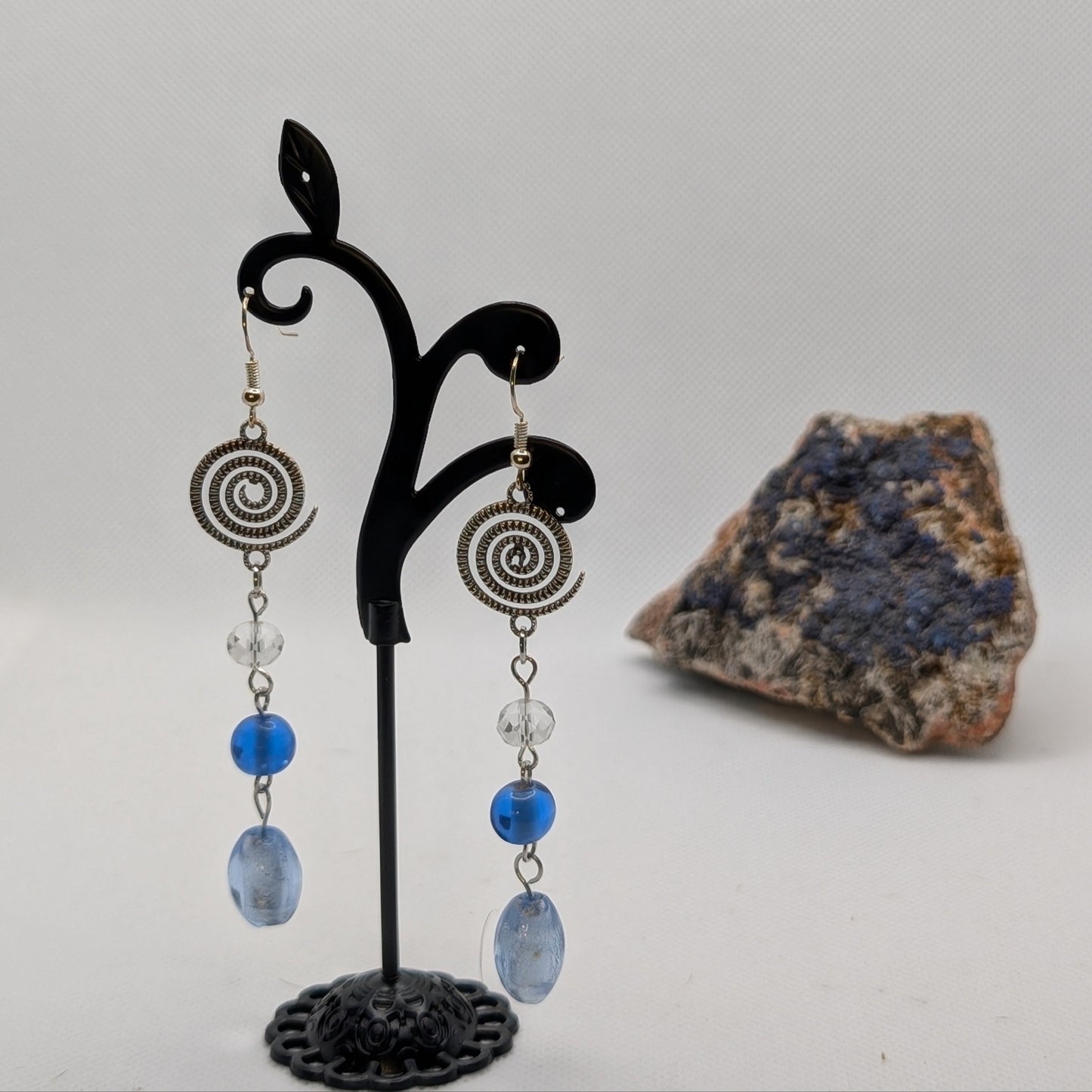 ✨Hypnova✨| Cosmic Blue & Silver Statement Dangle Earrings